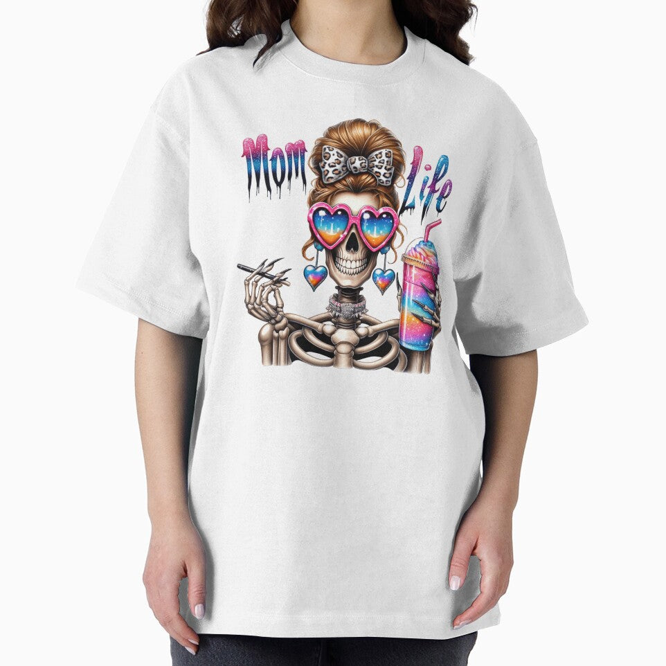 Mom Life Skeleton Coffee Art – Funny Cute Grim Mom Illustration by Lulunza T-Shirts, Hoodie, Sweatshirt (Image 2)