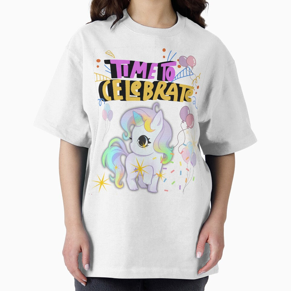 Time To Celebrate - Cute Rainbow Unicorn Party Design White by Extremeallie T-Shirts, Hoodie, Sweatshirt (Image 2)