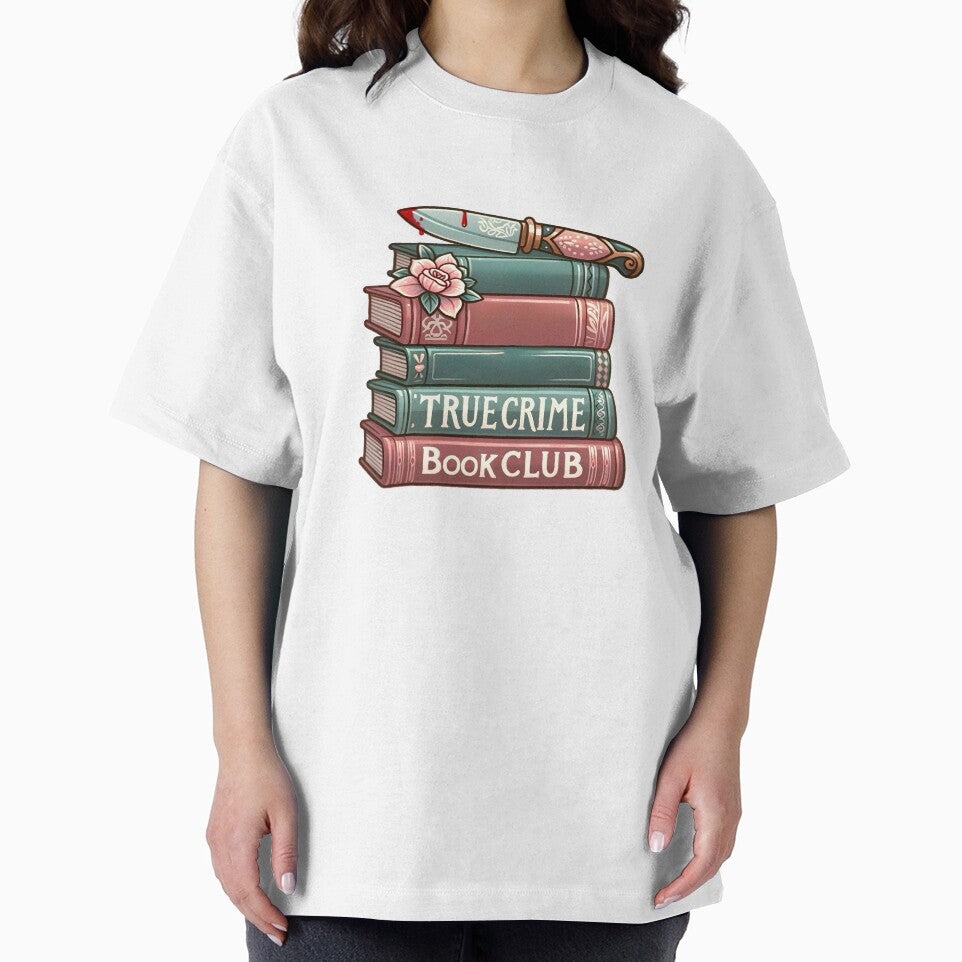 True Crime Book Club Enthusiast Stack of Books with Knife Design by Unitepeople