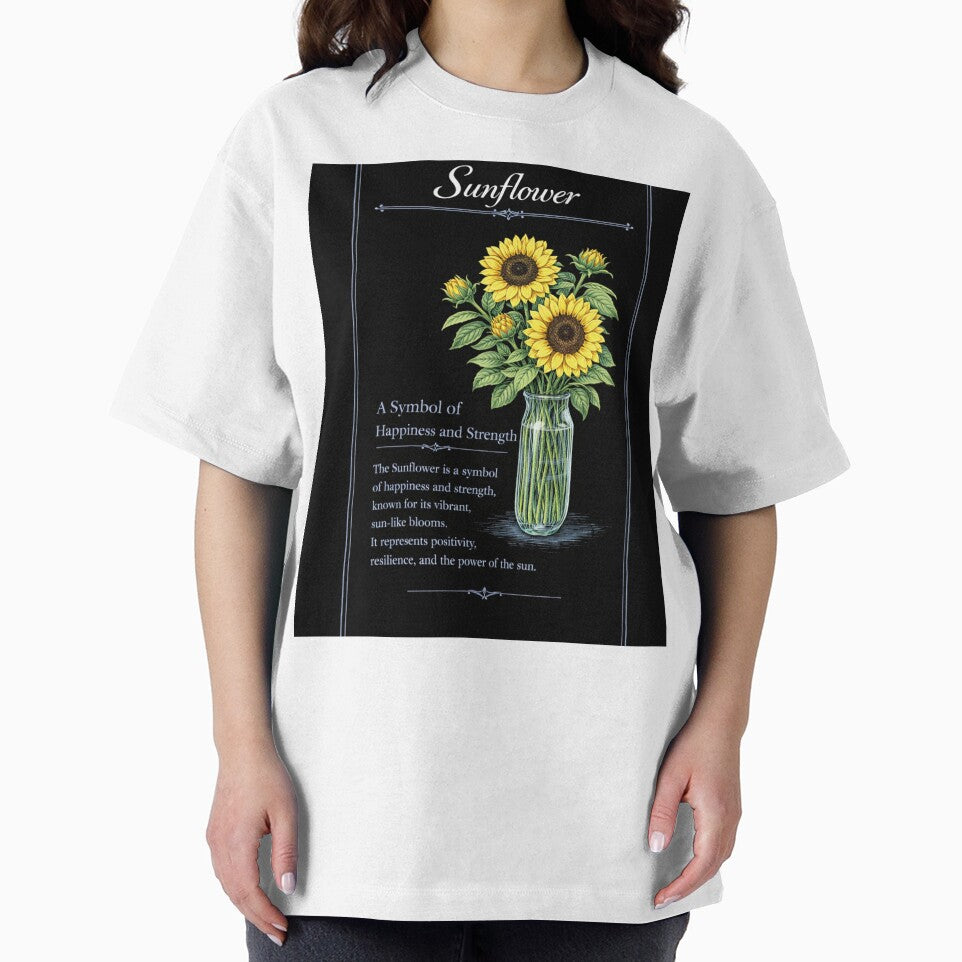 Sunflower Botanical Print, Vintage Floral Illustration, Happiness and Strength on Black by Prayful T-Shirts,... (Image 2)