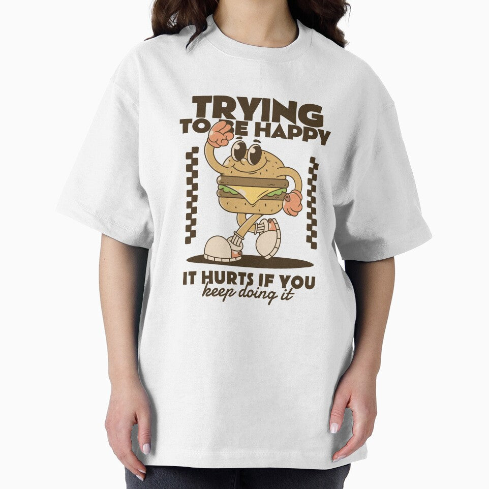 Trying to be happy. Burger mascot character by adipra T-Shirts, Hoodie, Sweatshirt | BlankRebels.com (Image 2)