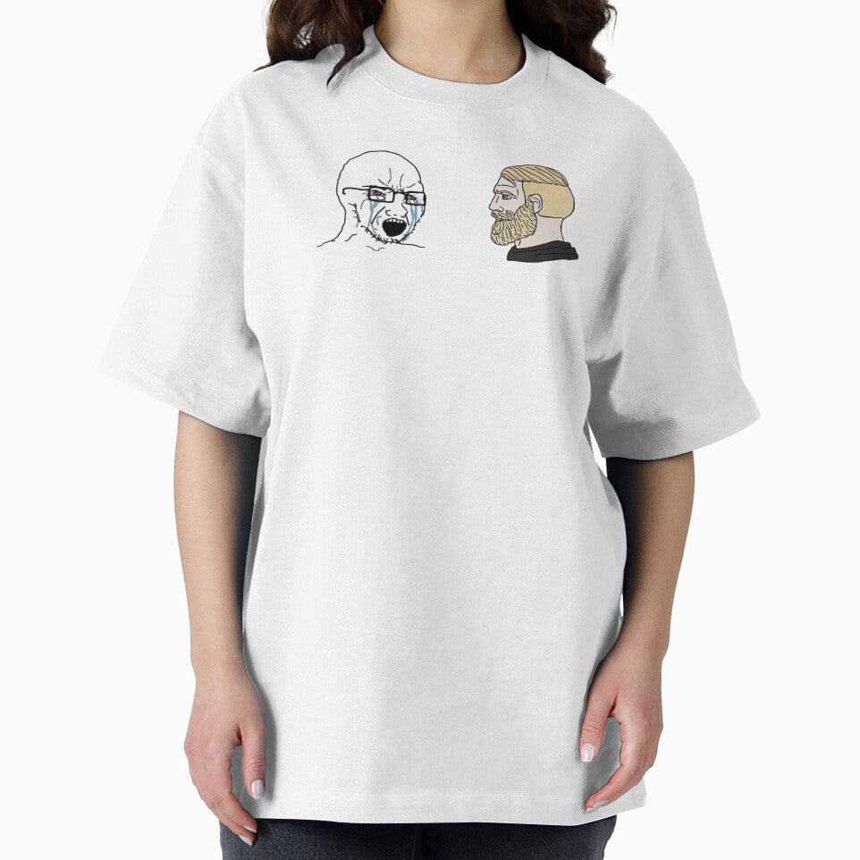 Crying Wojak vs Chad Meme by CyberRex T-Shirts, Hoodie, Sweatshirt | BlankRebels.com (Image 2)