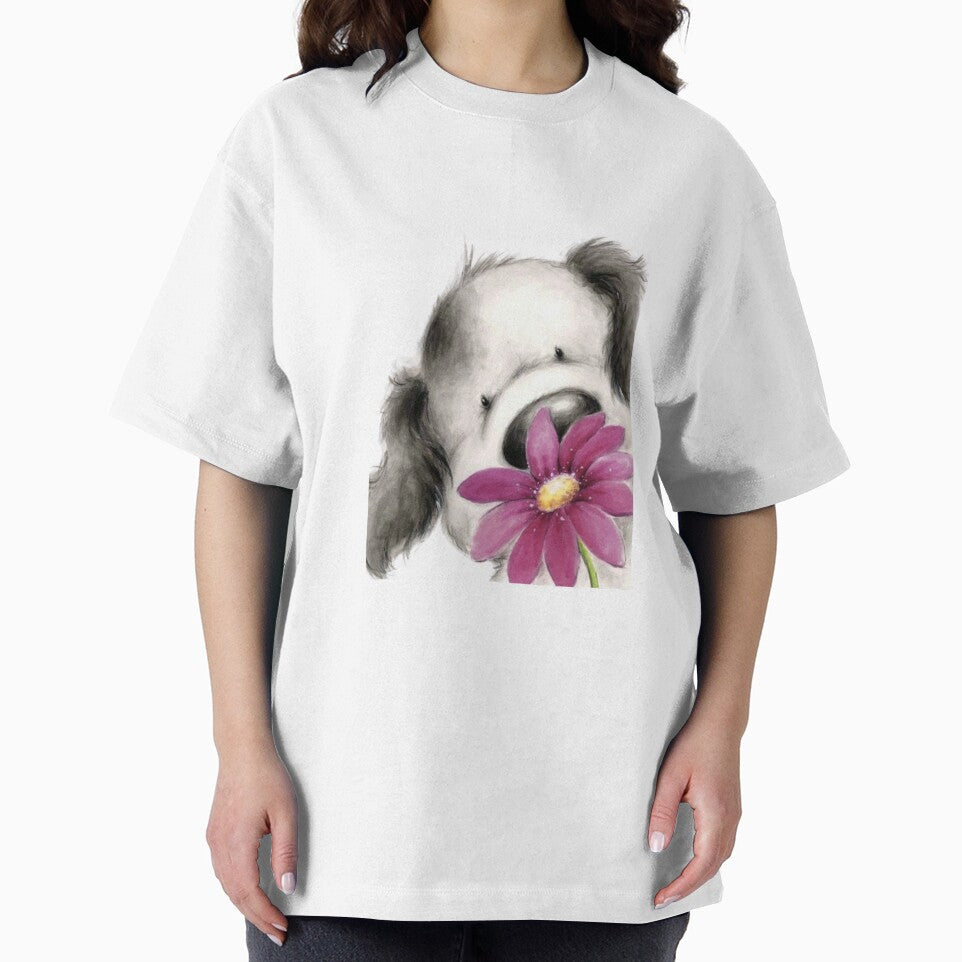 Soft Puppy, Main Character Energy – Cute Dog with Flower Aesthetic Art by Cheapdrips T-Shirts, Hoodie, Sweatshirt (Image 2)