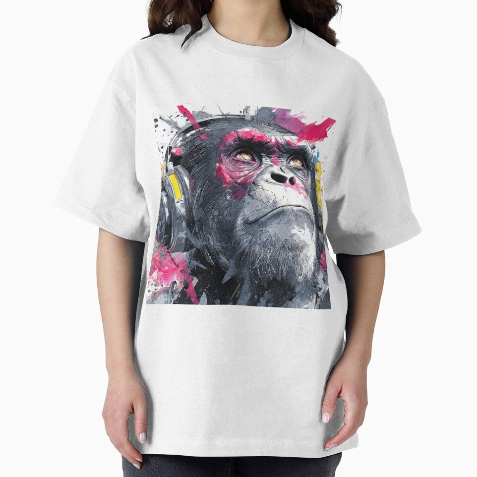 DJ Monkey Thinker Colorful Splash With Headphones by GrinGalore T-Shirts, Hoodie, Sweatshirt | BlankRebels.com (Image 2)