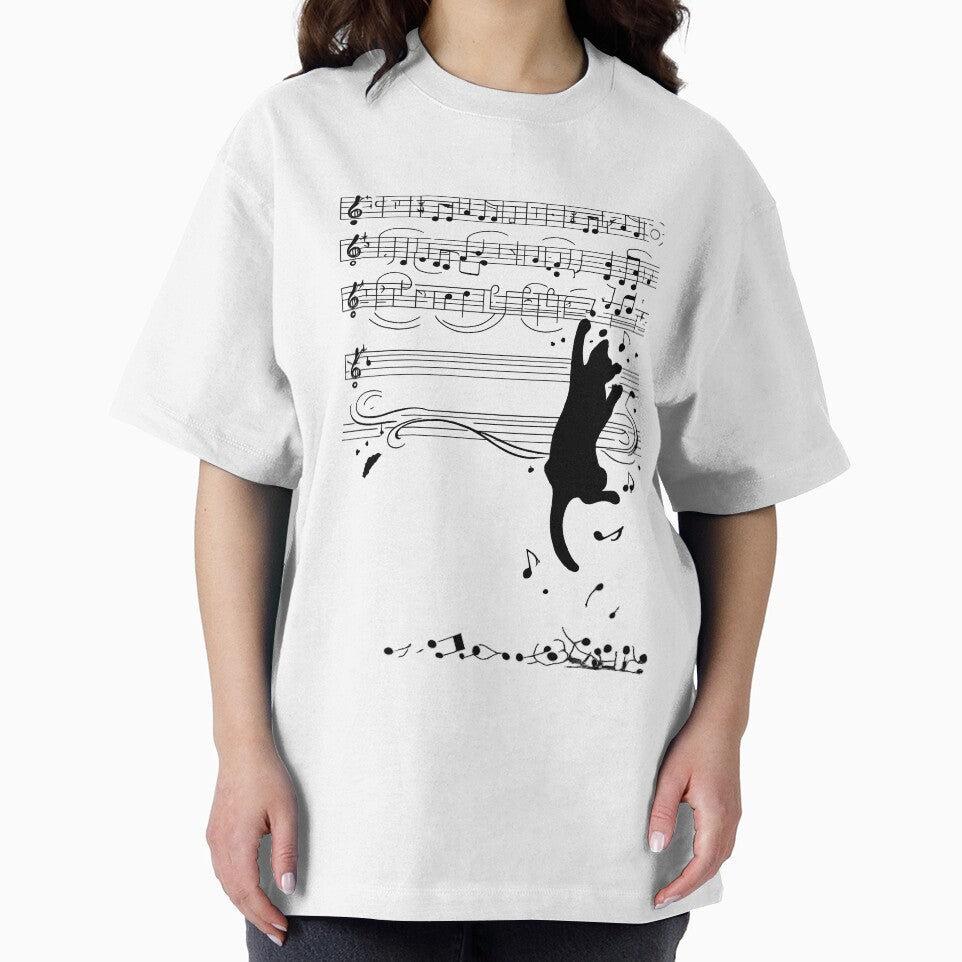 Playful Cat & Music Notes Silhouette – Minimalist Music Lover Design by TouchBaLa T-Shirts, Hoodie, Sweatshirt (Image 2)