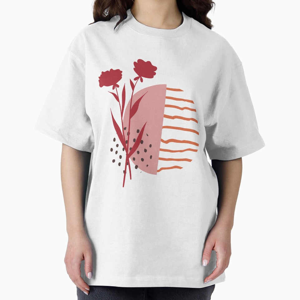 Pink Boho & Red Rose  ; Botanical Bohemian Pattern by PatternInArt