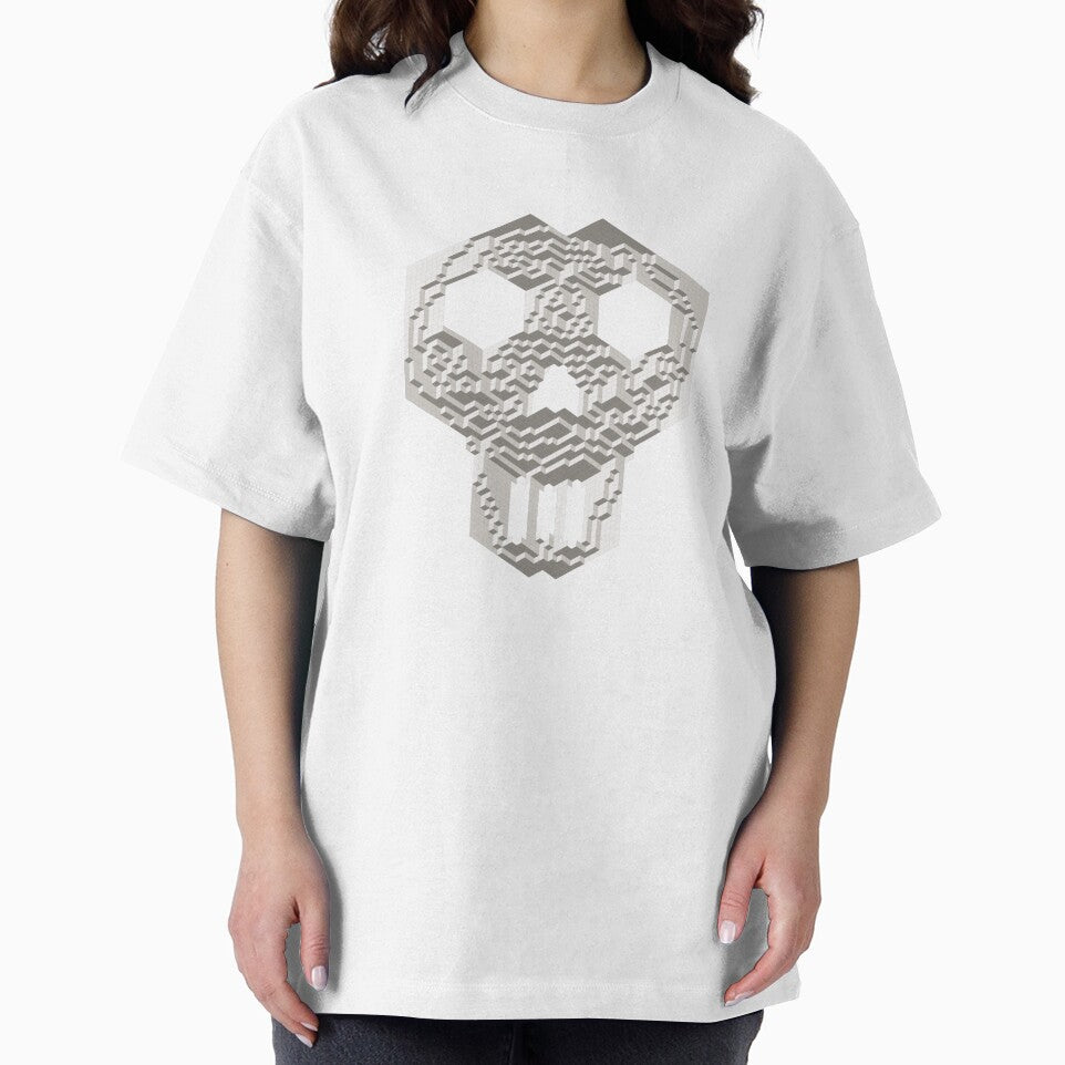 Geometric Skull — Bone Gray Isometric Cube Mosaic by tilinger T-Shirts, Hoodie, Sweatshirt | BlankRebels.com (Image 2)