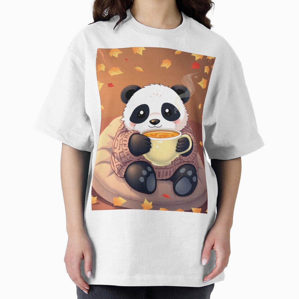 Fall Panda Aesthetic T-Shirt | Cozy Matcha Panda Art by ArmaanArts Hoodie, Sweatshirt | BlankRebels.com (Image 2)