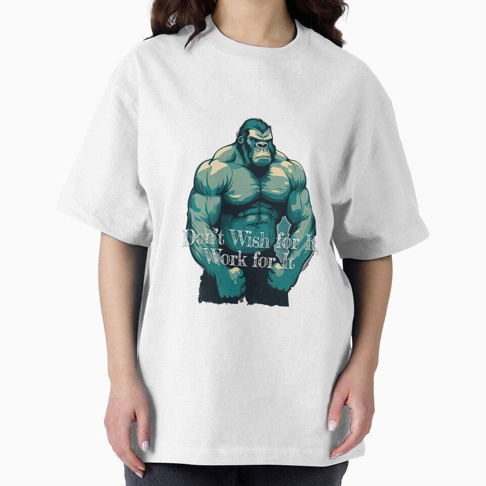 Don't Wish for It, Work for It Bodybuilding Fitness Gym Workout Exercise Merch Print  Design by tengamerx... (Image 2)