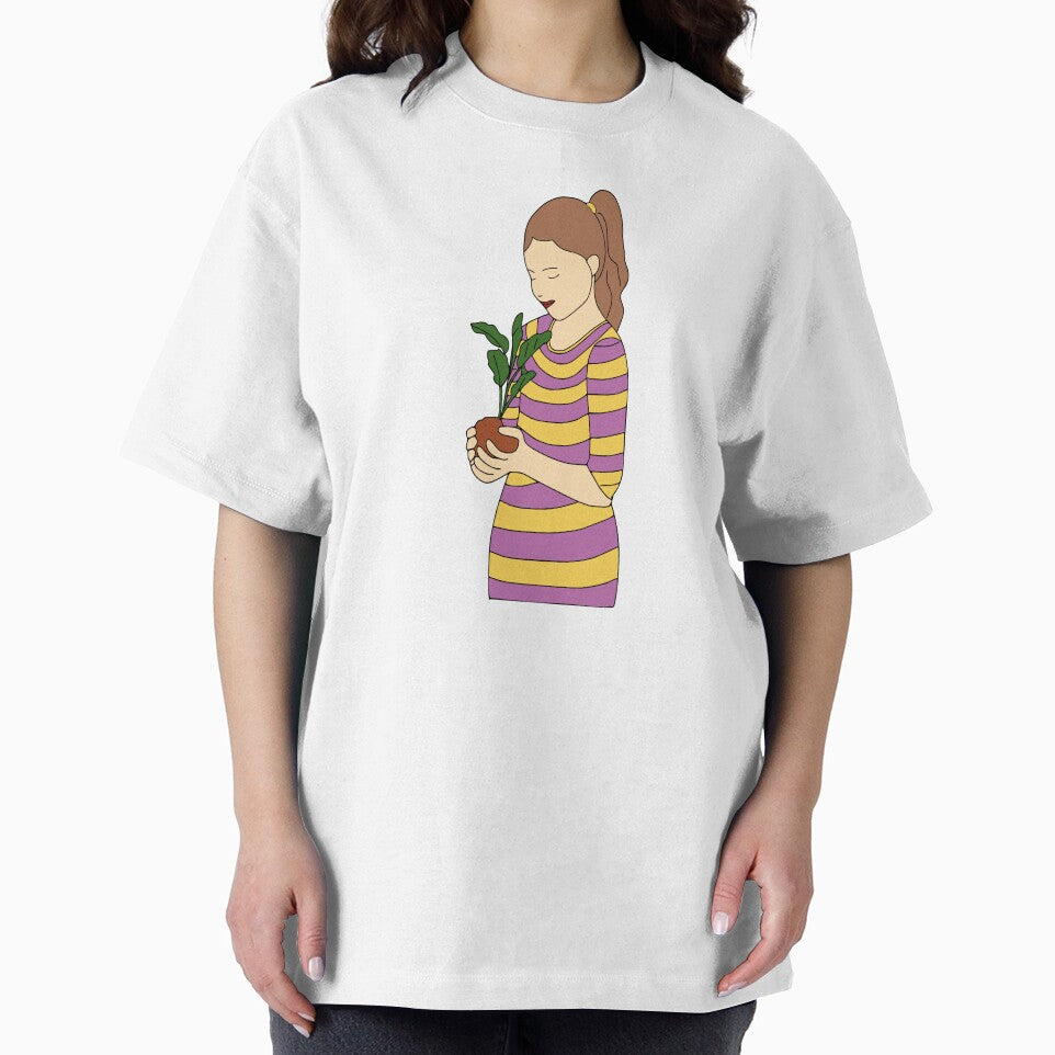 Plant Lover – Minimal Line Art of Girl with Potted Plant by Swati's Digital Den T-Shirts, Hoodie, Sweatshirt (Image 2)
