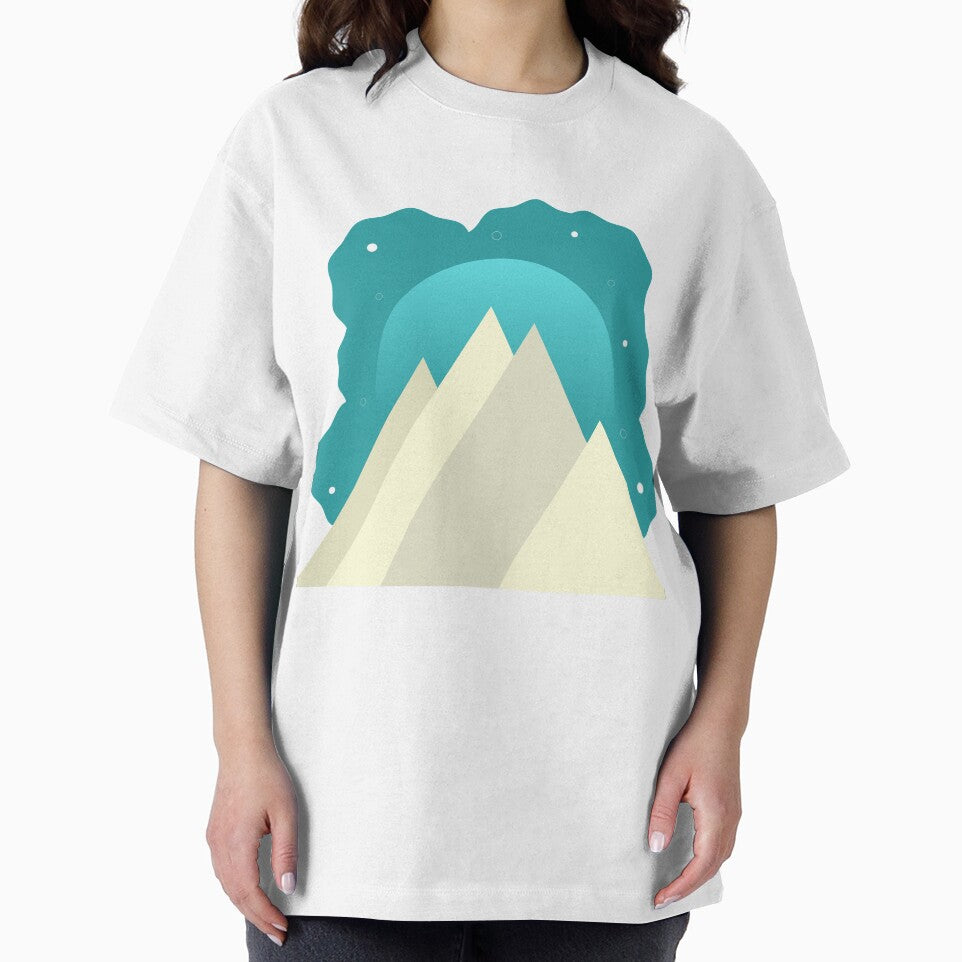 WHITE MOUNTAINS TEAL NIGHT SKY - WINTER VERSION MINIMALIST ILLUSTRATION Teal BG by MiraiDesigns by miraidesigns... (Image 2)
