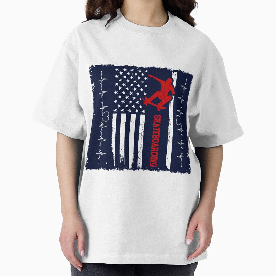 Skateboarding America Flag Blue Retro by LittleFunky79 T-Shirts, Hoodie, Sweatshirt | BlankRebels.com (Image 2)