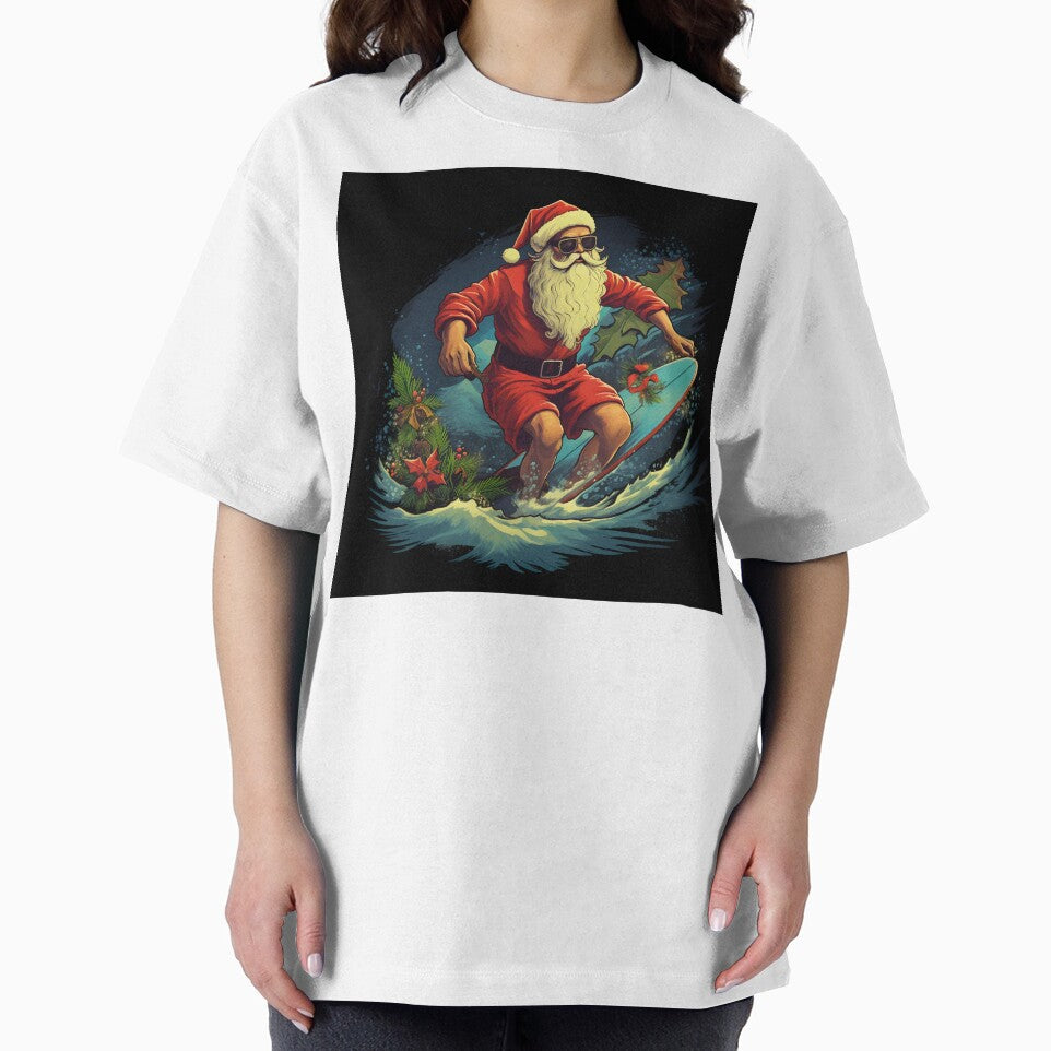 Surfing Christmas Santa Claus Holiday print by dcrc T-Shirts, Hoodie, Sweatshirt | BlankRebels.com (Image 2)