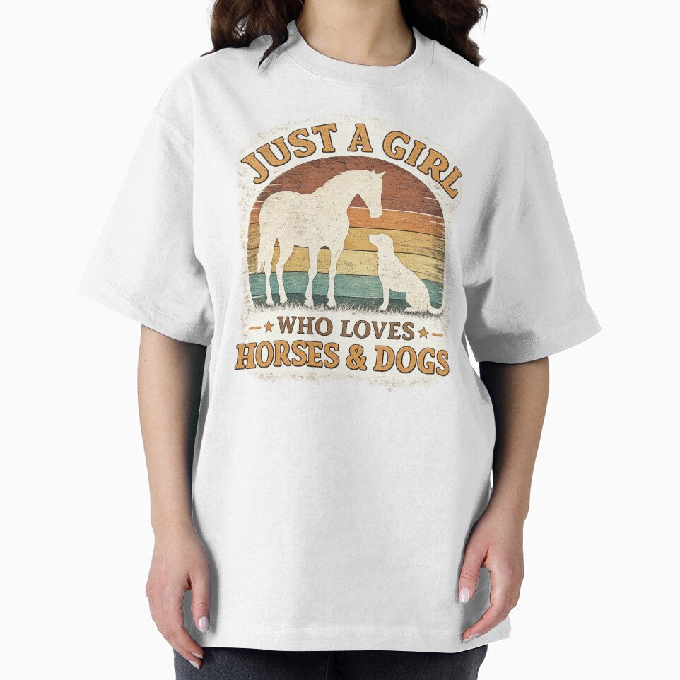 Just a Girl Who Loves Horses and Dogs – Vintage Farm Animal Lover Design by VeLuna64