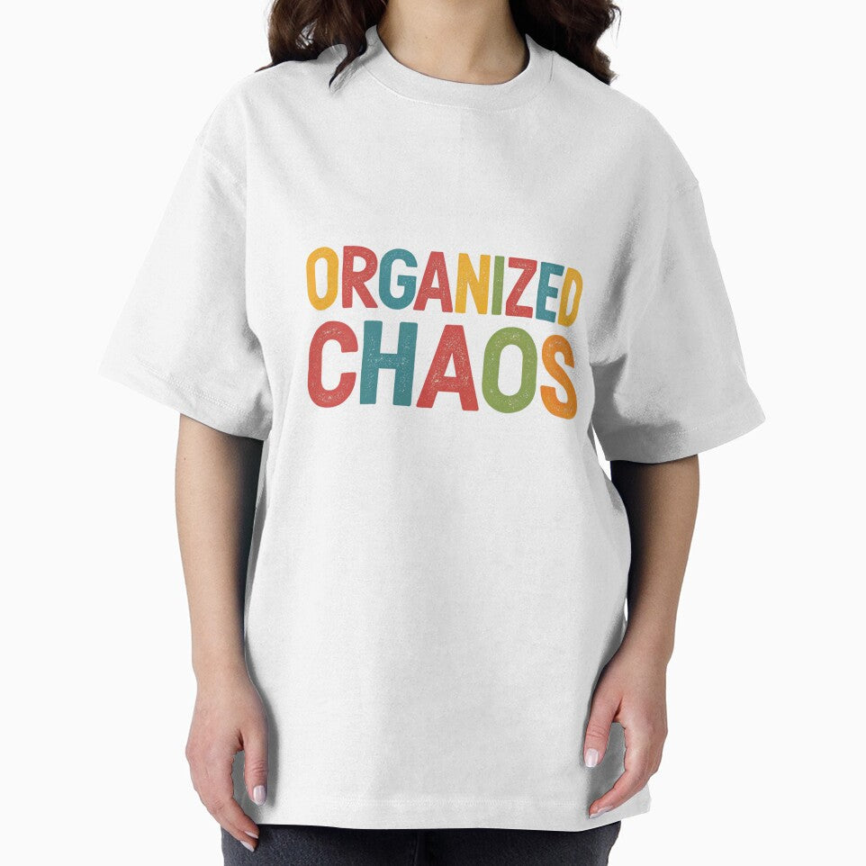 Organized Chaos Retro Vintage Text | T-Shirt & Hoodie | Funny Sarcastic Quote | Perfect Gift for Planners,... (Image 2)