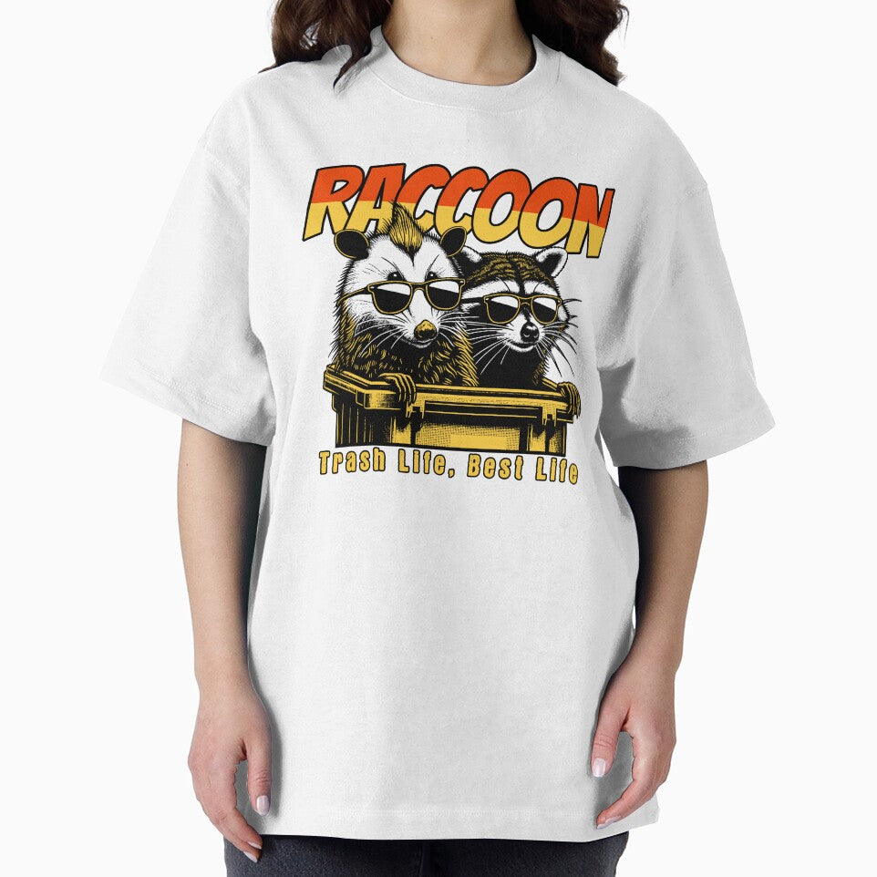 Trash Life Best Life – Funny Raccoon in Trash with Glasses T-Shirt by Graphic Botique Hoodie, Sweatshirt (Image 2)