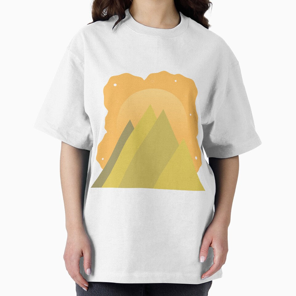MOSS GREEN MOUNTAINS ORANGE NIGHT SKY - SPRING VERSION MINIMALIST ILLUSTRATION Orange BG by MiraiDesigns by... (Image 2)