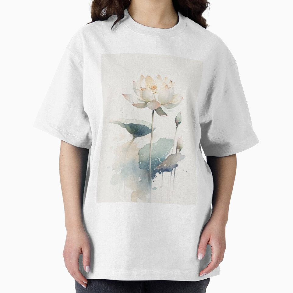 Watercolor White Lotus Flowers, Vintage Art by evermore-design T-Shirts, Hoodie, Sweatshirt | BlankRebels.com (Image 2)