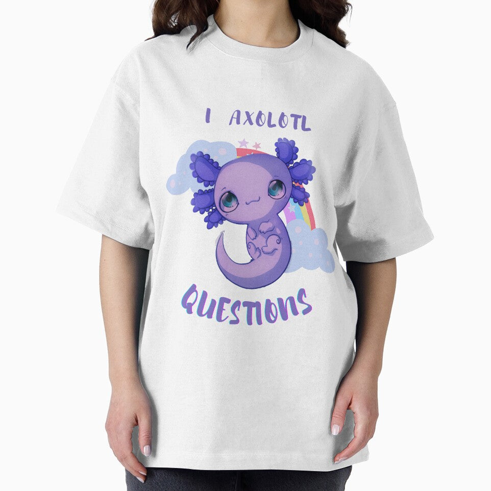 CUTE kawaii I AXOLTL QUESTIONS WITH RAINBOWS & CLOUDS by Dryyfryy T-Shirts, Hoodie, Sweatshirt | BlankRebels.com (Image 2)