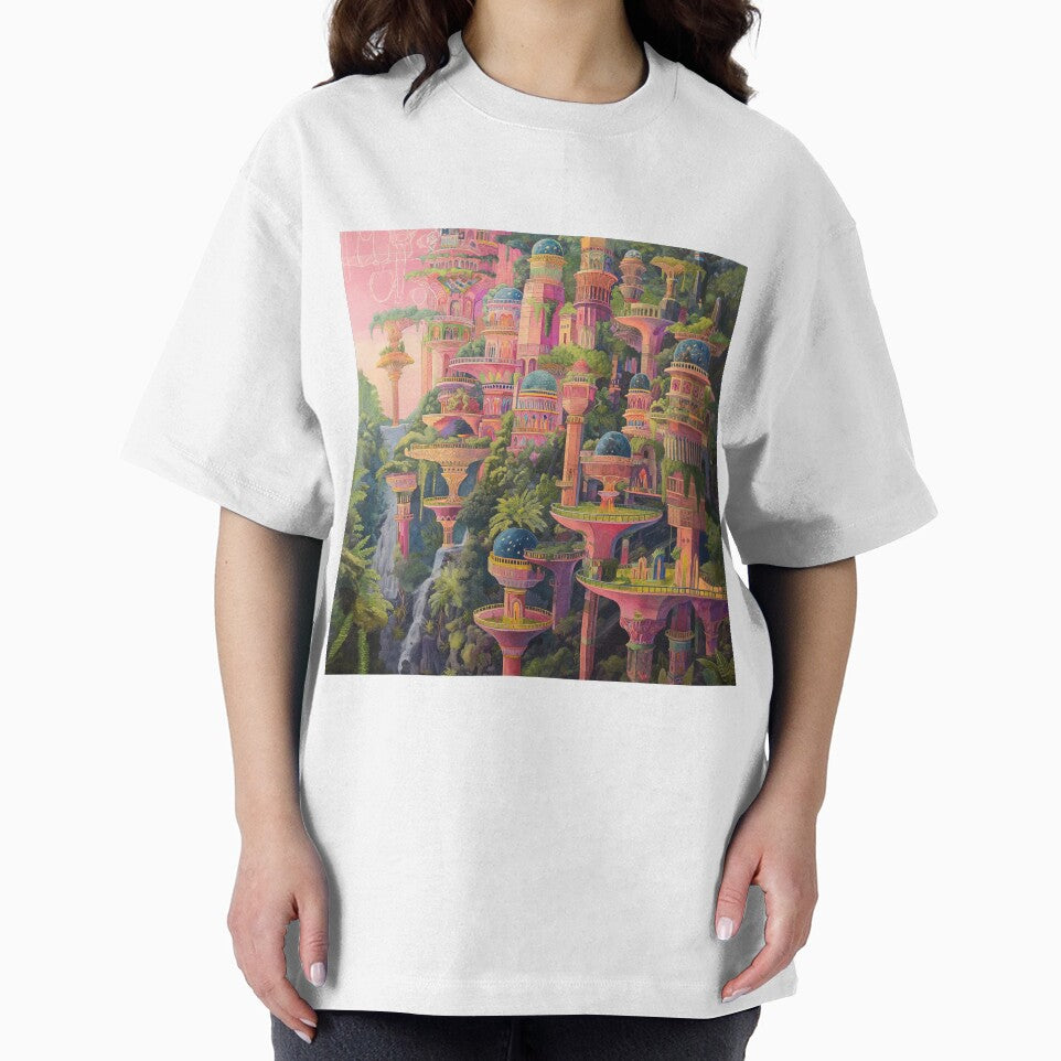 Hanging Gardens of Babylon Reimagined in Vaporwave Tones by deepglitchart T-Shirts, Hoodie, Sweatshirt (Image 2)