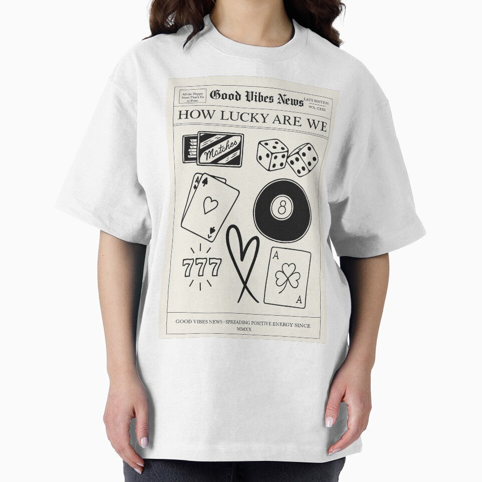 Good Vibes Lucky Symbols Newspaper Style Art Print by weirdfishes123 T-Shirts, Hoodie, Sweatshirt | BlankRebels.com (Image 2)