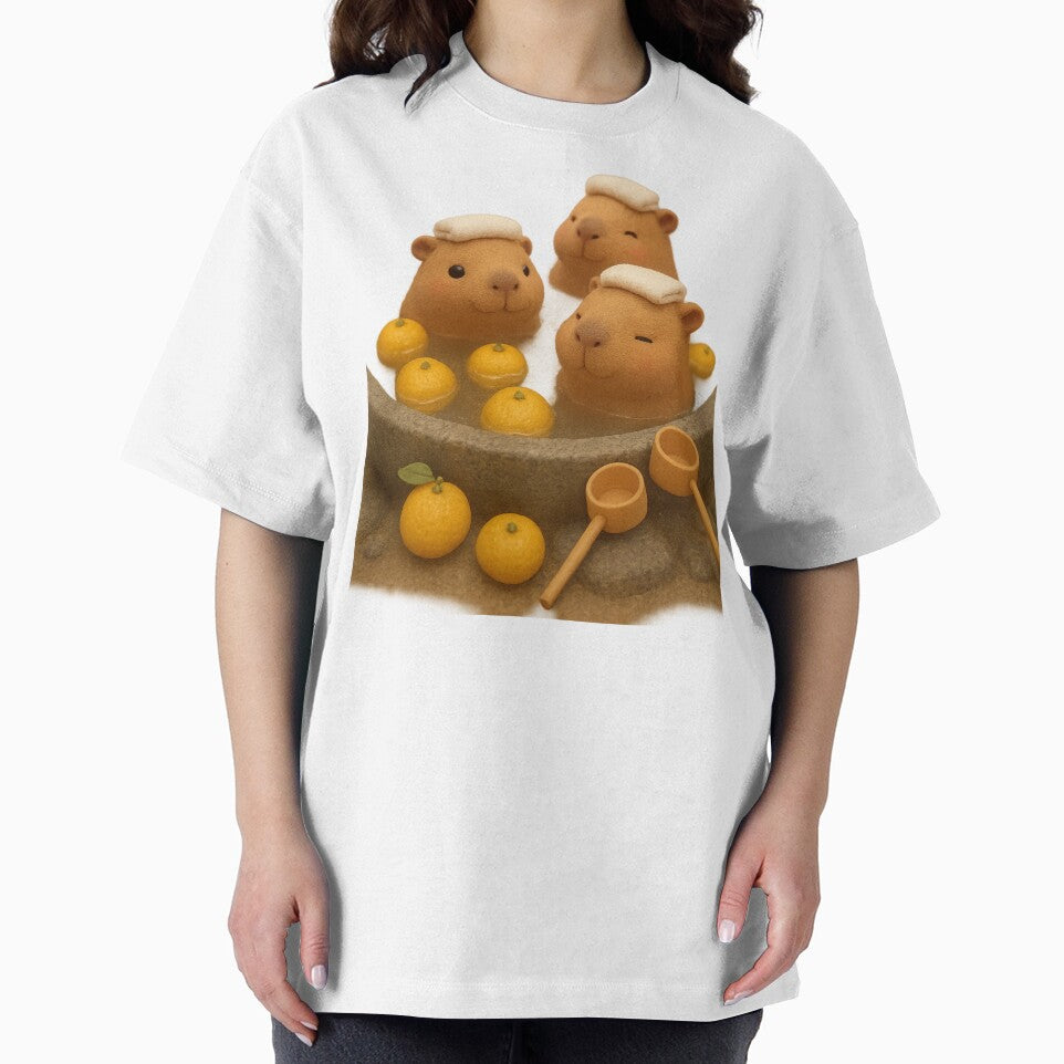 Cute Capybara Spa Bath With Yuzu - Adorable Japanese Cottagecore Art by Moons Studio T-Shirts, Hoodie, Sweatshirt (Image 2)