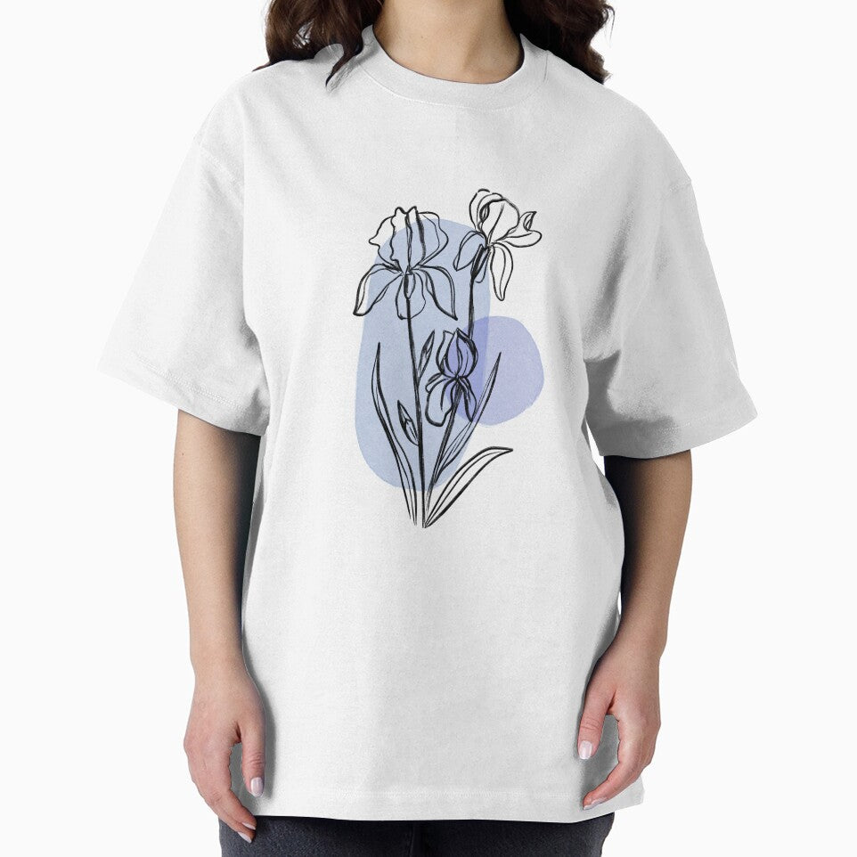Minimalist Iris - Botanical Drawing with Purple Shapes by rachelhirst T-Shirts, Hoodie, Sweatshirt (Image 2)