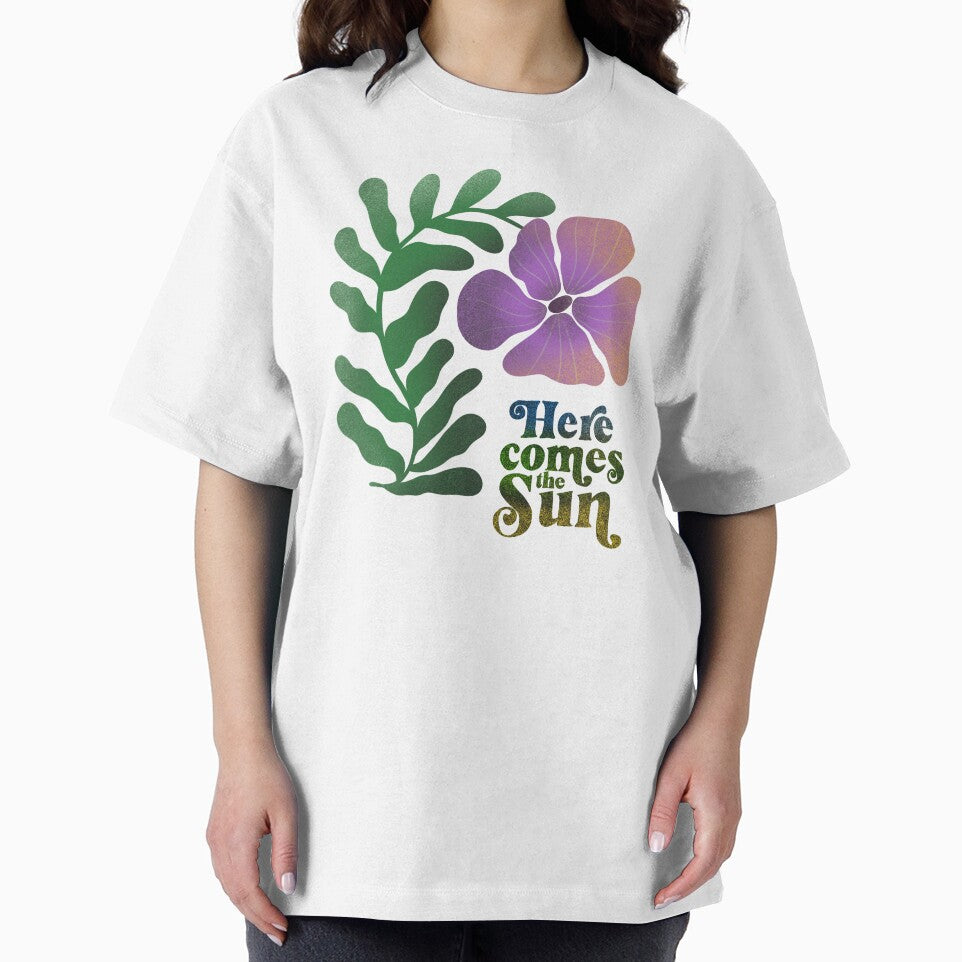 Retro Floral “Here Comes the Sun” Sticker by Viktoriia13 T-Shirts, Hoodie, Sweatshirt | BlankRebels.com (Image 2)
