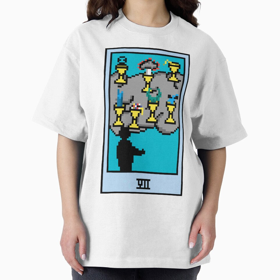 Wait, is this pixel art tarot? White - Minor Arcana 'Seven of Cups' (Design for T-shirt, stickers and other... (Image 2)