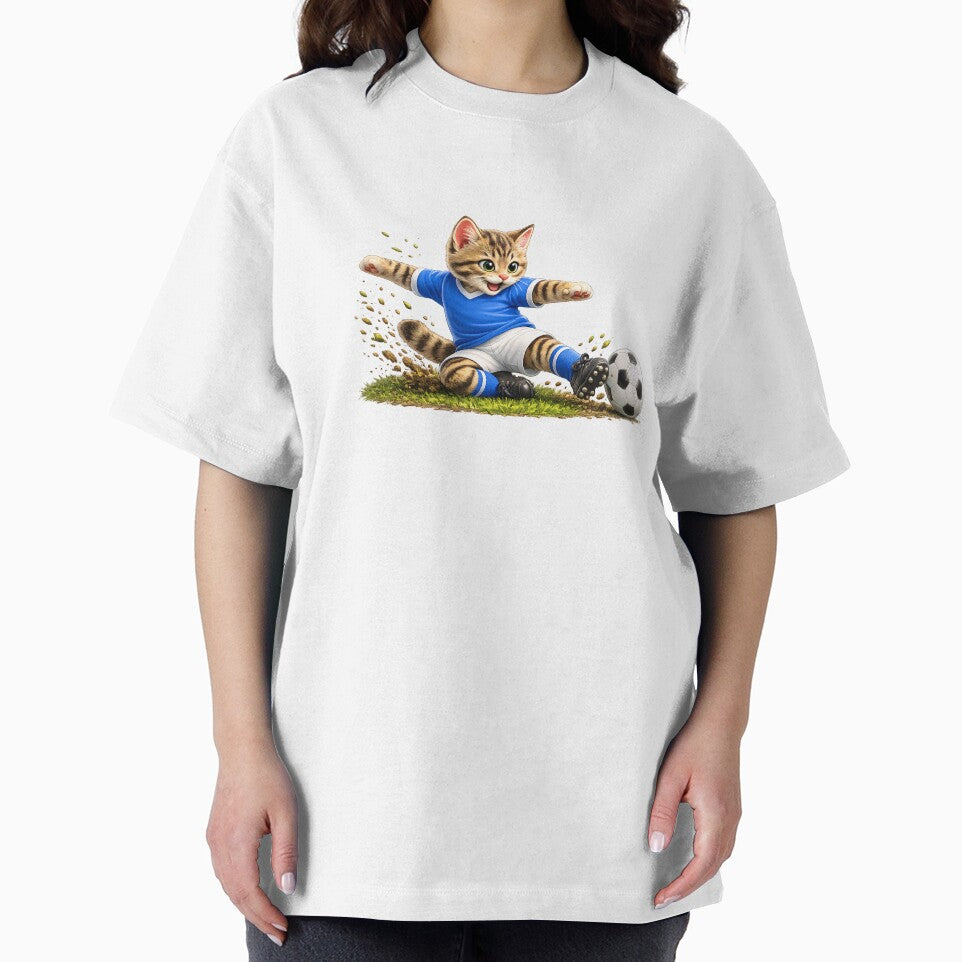 Cute Soccer Cat Sliding Tackle - Funny Football Kitten by XingXingJia