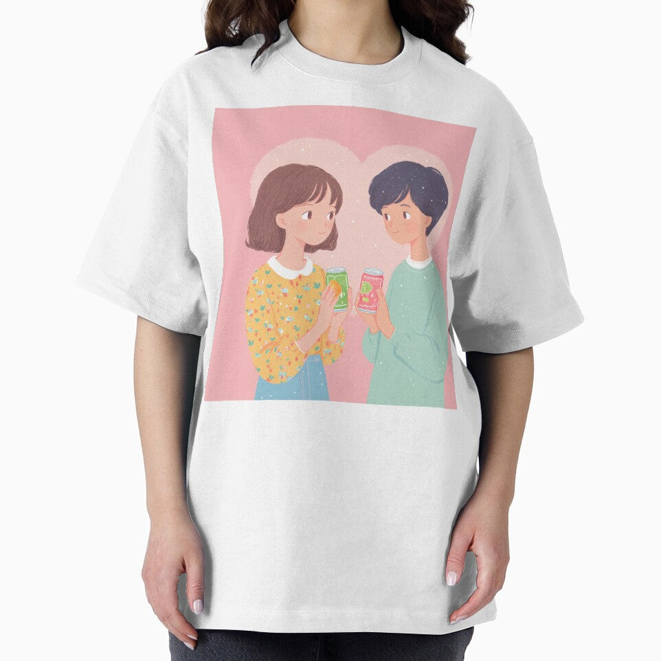 Cute Asian Couple Illustration Soft Pastel Romantic Aesthetic by BobaBunny76 T-Shirts, Hoodie, Sweatshirt (Image 2)