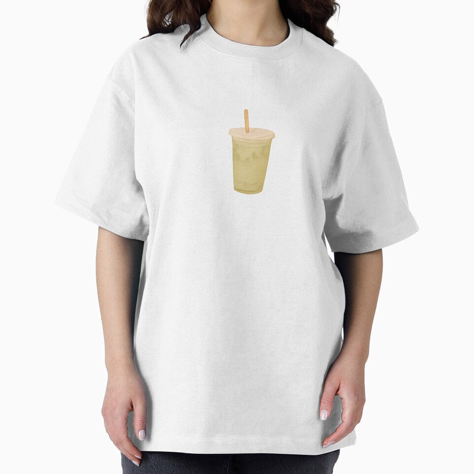 Iced Matcha Illustration | Minimal Cafe Aesthetic Art by TestingN-cap T-Shirts, Hoodie, Sweatshirt (Image 2)