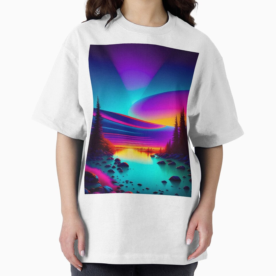 Large Colorful Mountain Lake Abstract Art by Esterlane T-Shirts, Hoodie, Sweatshirt | BlankRebels.com (Image 2)