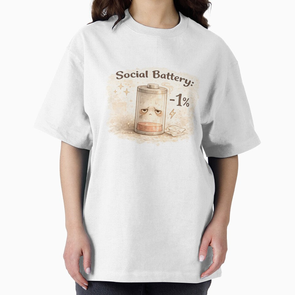 Social Battery 1% – Funny Introvert Mood Watercolor Sticker by Nusha Creations T-Shirts, Hoodie, Sweatshirt (Image 2)