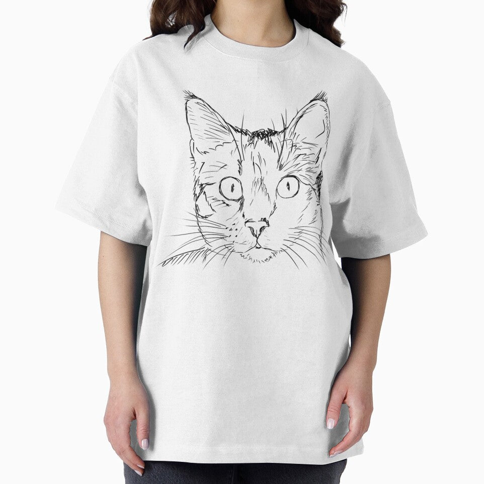 Cat Drawing - Cute Cat Sketch - Cat Art - Cat Face by Galvanized