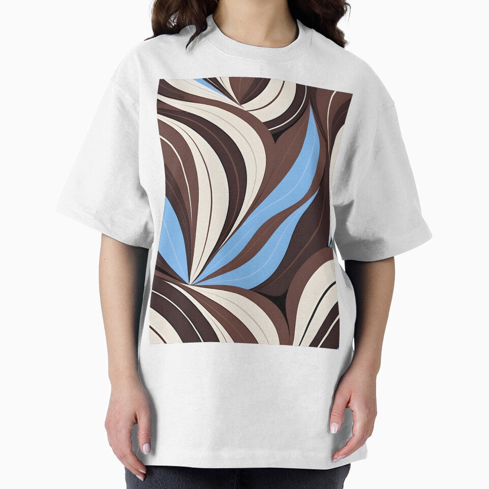 Mid Century Modern Abstract Botanical Chocolate Brown, Sky Blue by Prints and Lifestyle T-Shirts, Hoodie,... (Image 2)