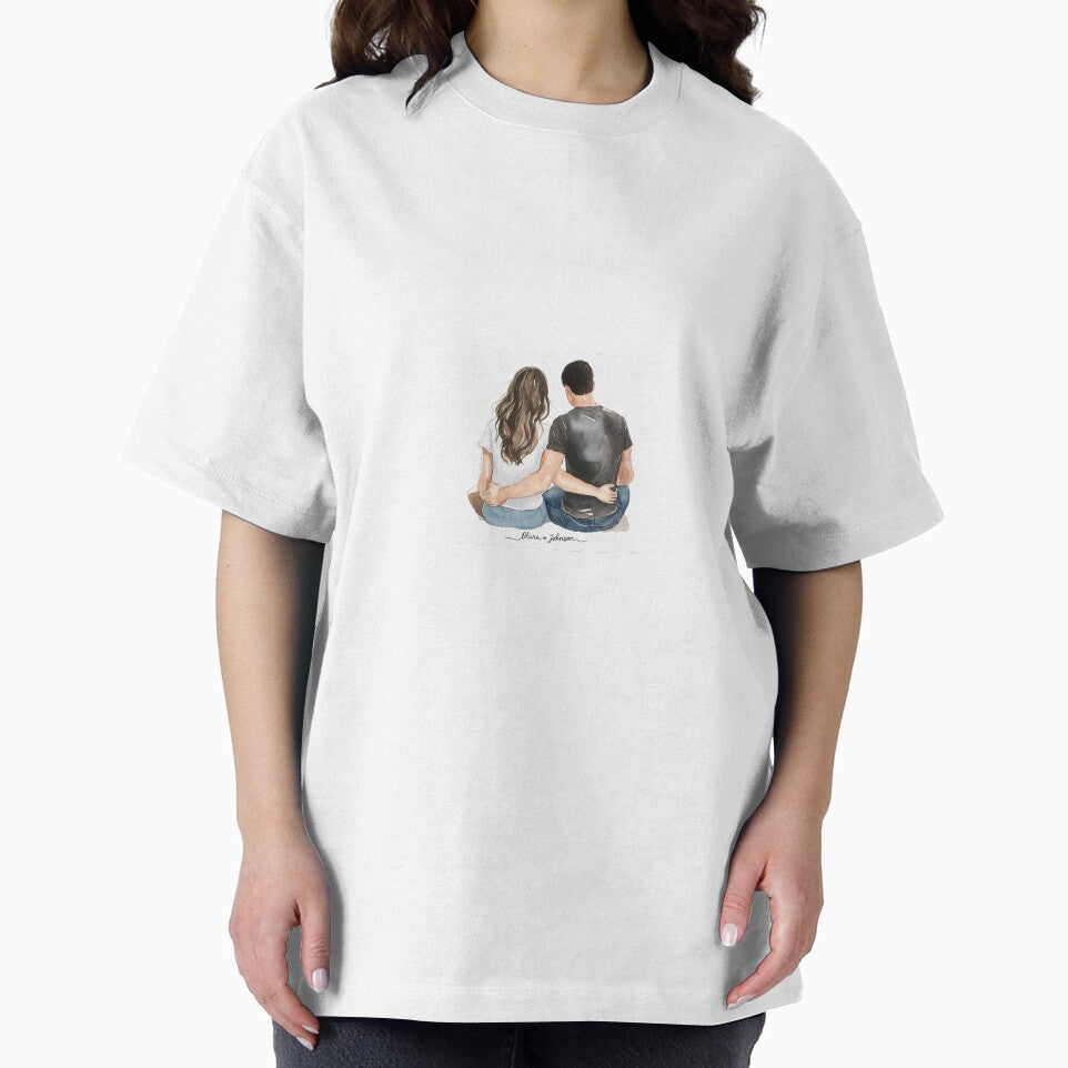 Romantic Couple Sitting Together | Personalized Love Illustration by FarhanMfempire T-Shirts, Hoodie, Sweatshirt (Image 2)