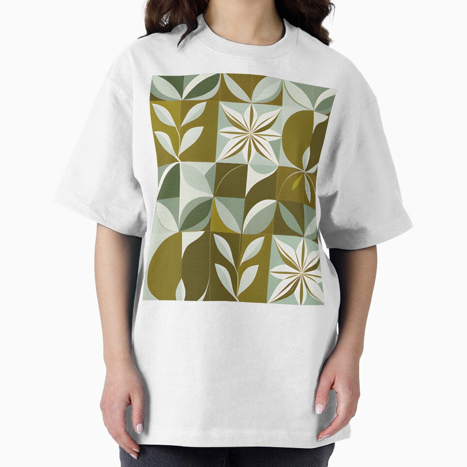 Retro, Mid Mod, Abstract Botanical Olive, Mint by Prints and Lifestyle T-Shirts, Hoodie, Sweatshirt (Image 2)