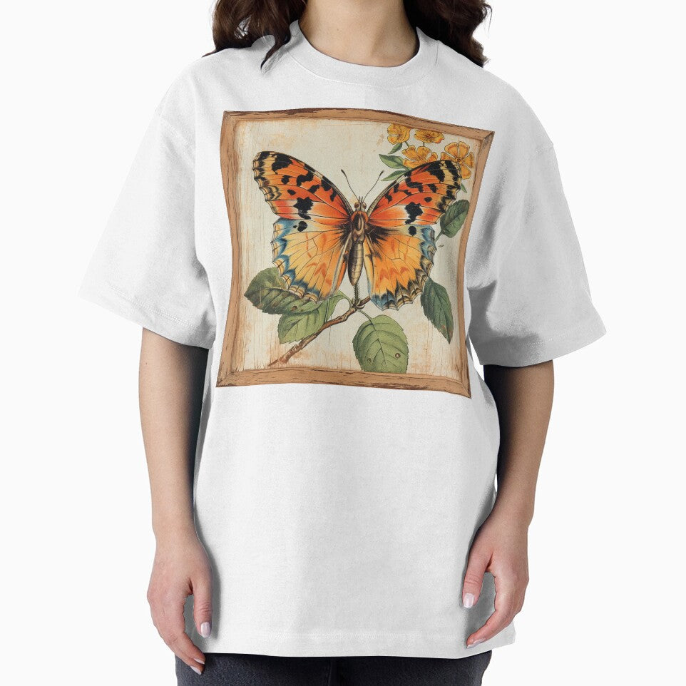 Butterfly Orange Floral Vintage Art Nouveau T-Shirts, Hoodie, Sweatshirt