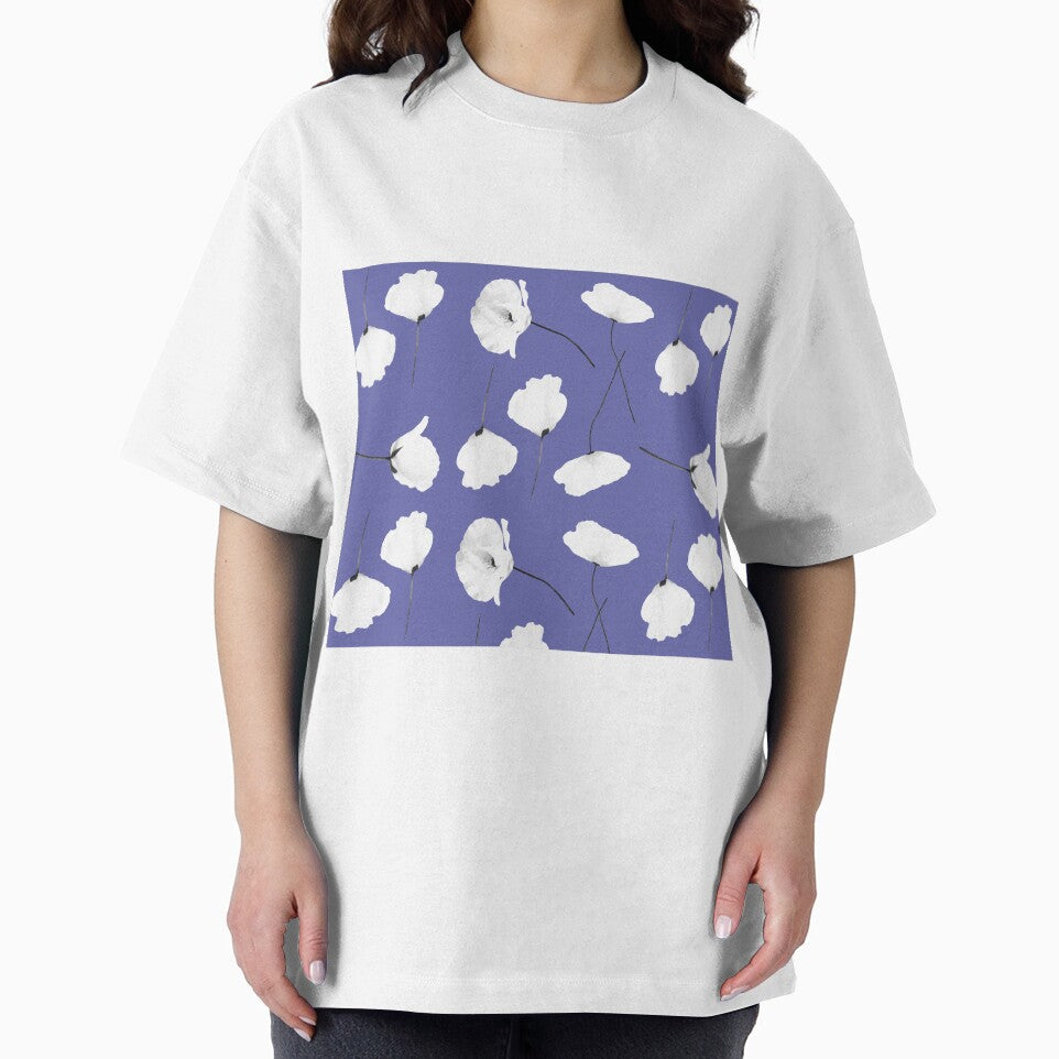 White poppies floral pattern on a purple background by by-jwp T-Shirts, Hoodie, Sweatshirt | BlankRebels.com (Image 2)