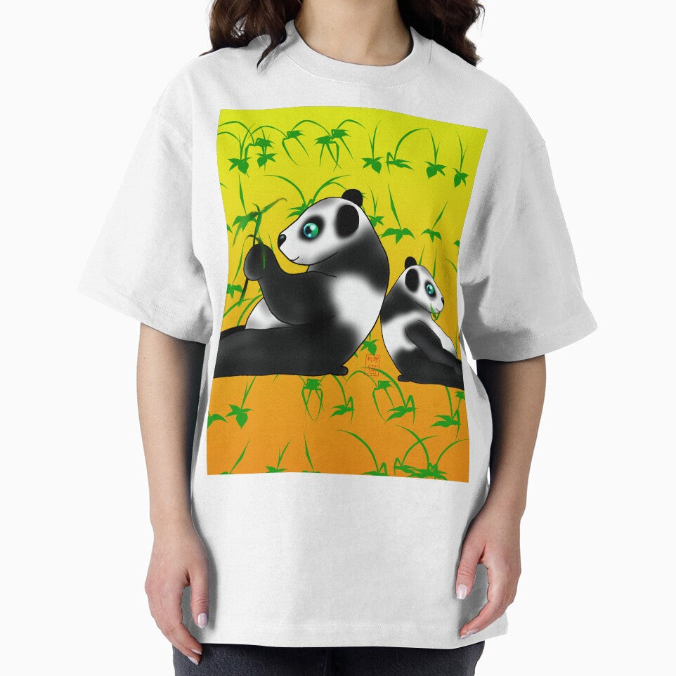 cartoon panda on yellow by BeingNow