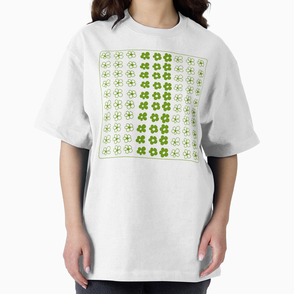 Pastel Green Flower Grid Cute 90s Aesthetic Green Flowers by PuddleMart T-Shirts, Hoodie, Sweatshirt (Image 2)