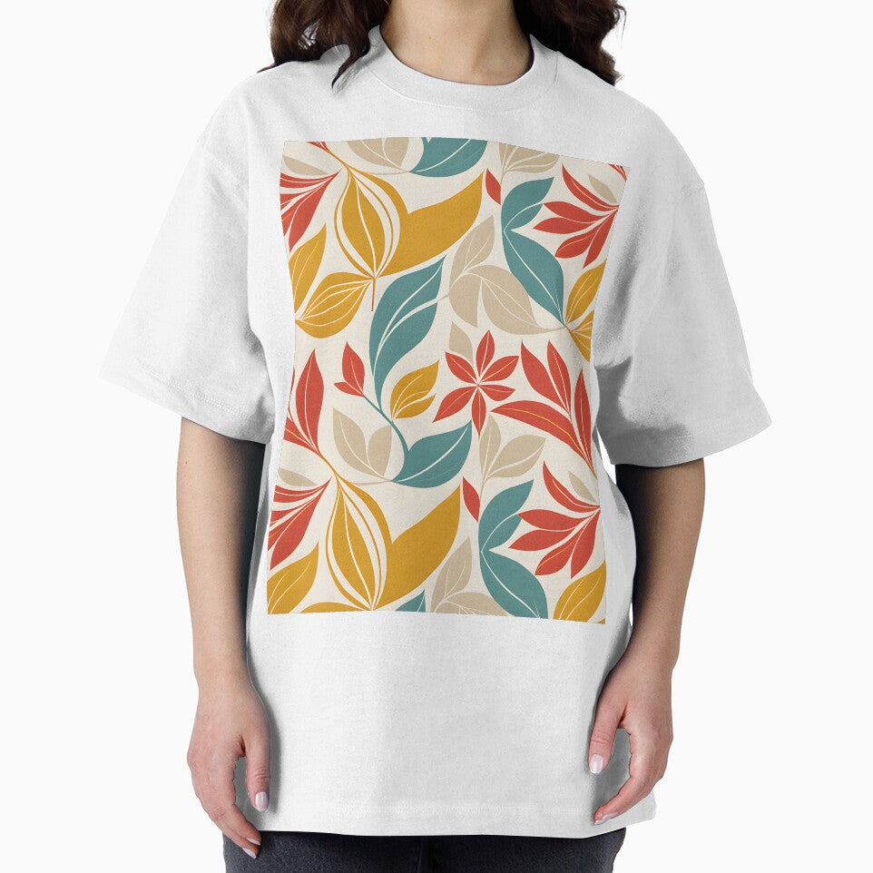 Retro Mid Mod Abstract Botanical Red, Mustard, Cream by Prints and Lifestyle T-Shirts, Hoodie, Sweatshirt (Image 2)