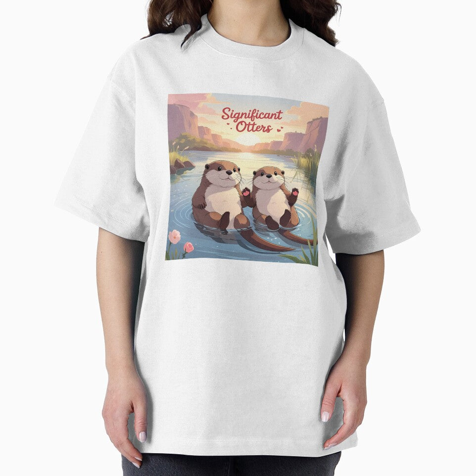Significant Otters - Otters Holding Hands Canvas Print by khalidhammache T-Shirts, Hoodie, Sweatshirt (Image 2)