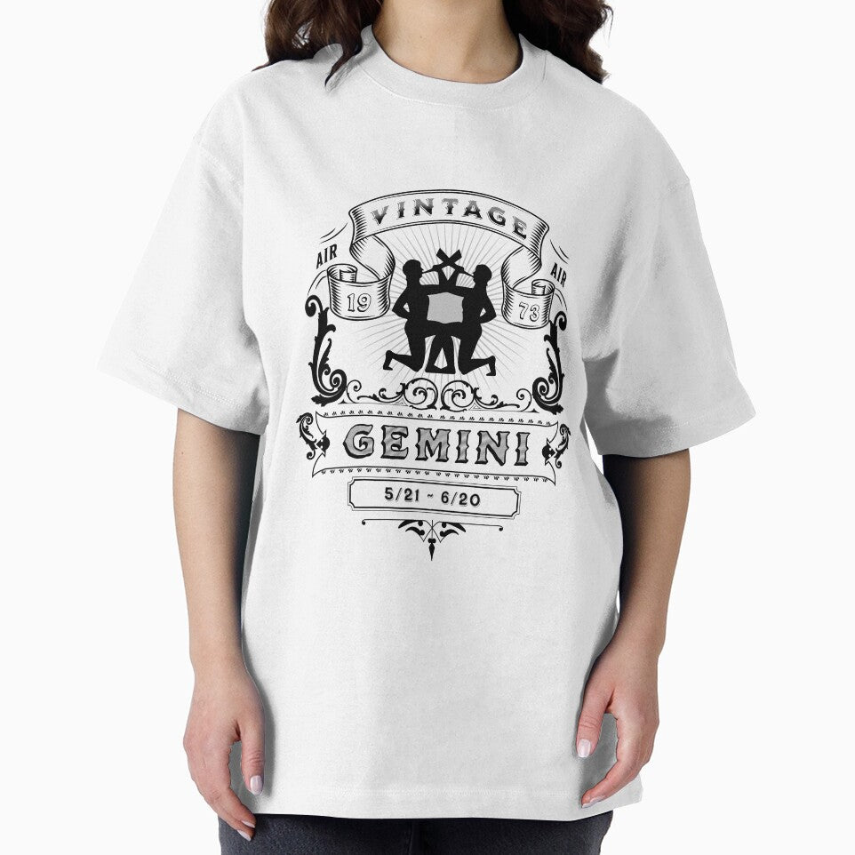 The Zodiac Sign of Gemini Black and White Vintage 1973 by rhombusOnion T-Shirts, Hoodie, Sweatshirt (Image 2)