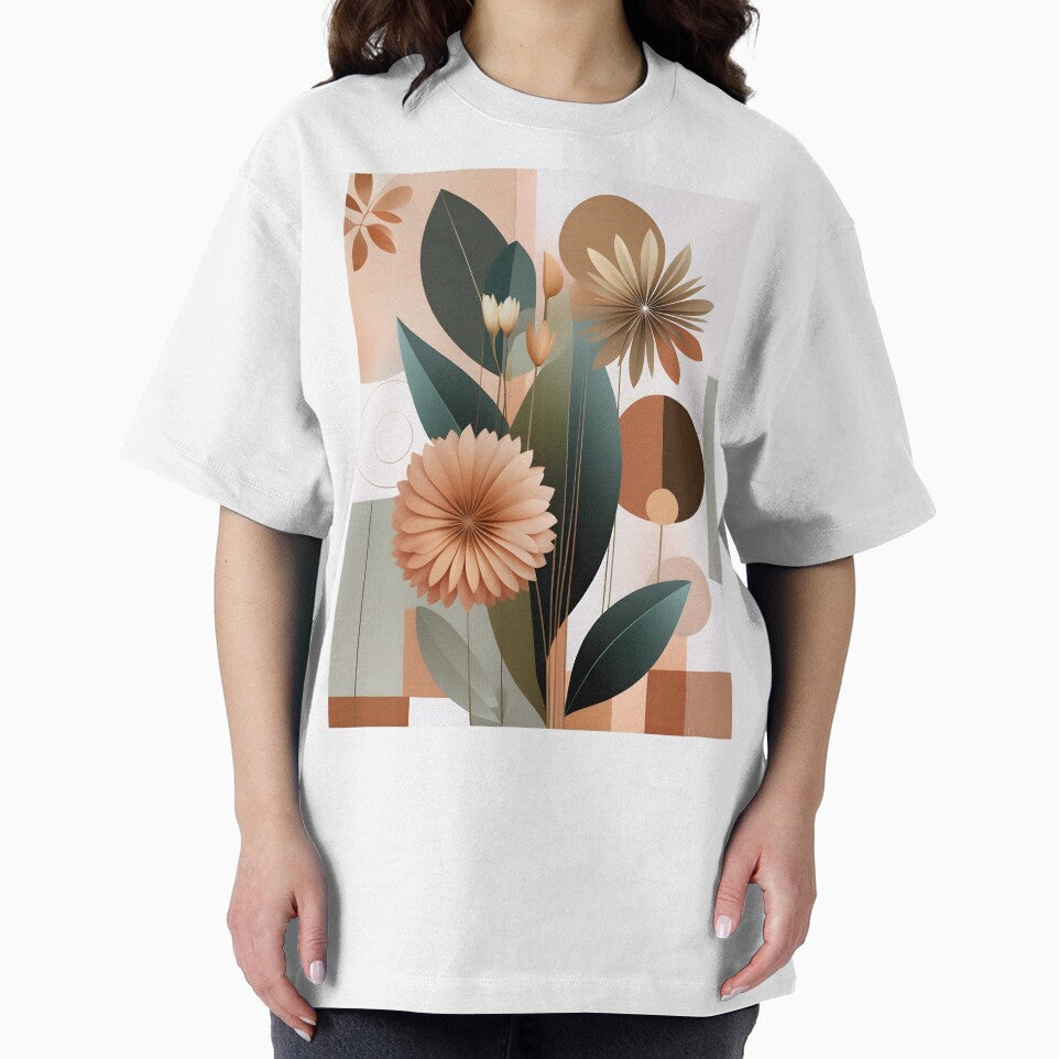 Mid Century Botanical Retro Geometric Leaves  Florals  Terra Cota Green by Prints and Lifestyle T-Shirts,... (Image 2)