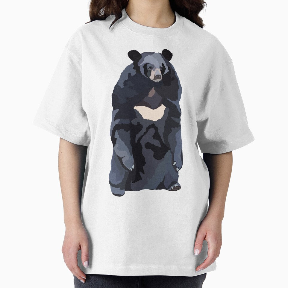 M is For Moon Bear,Moon Bear Artwork – Striking Asiatic Black Bear Illustration and Wildlife Design by PrettylittlepastelUk