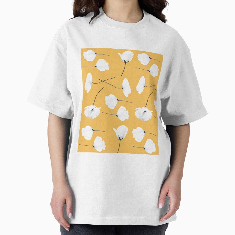 White poppies on a mustard yellow background by by-jwp T-Shirts, Hoodie, Sweatshirt | BlankRebels.com (Image 2)