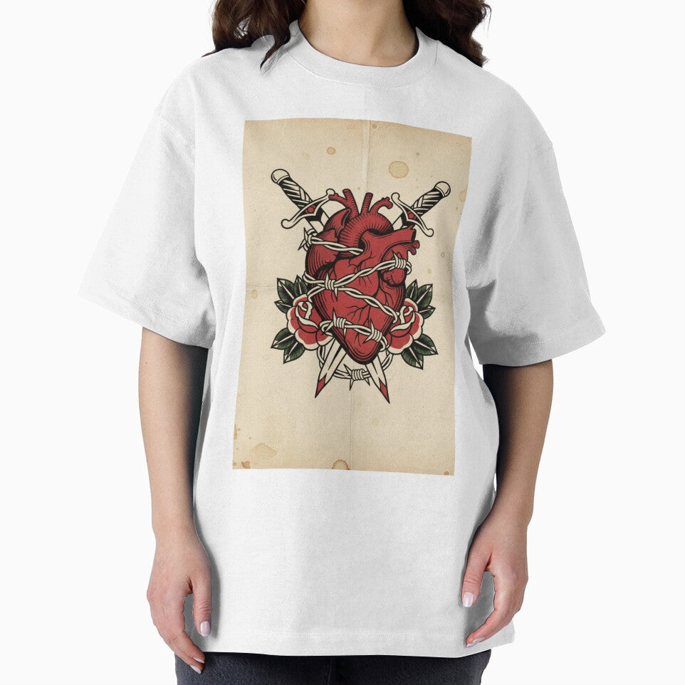 Sacred Heart Dagger Tattoo – Traditional Old School Thorns & Roses Art by MiracleDroplet T-Shirts, Hoodie,... (Image 2)