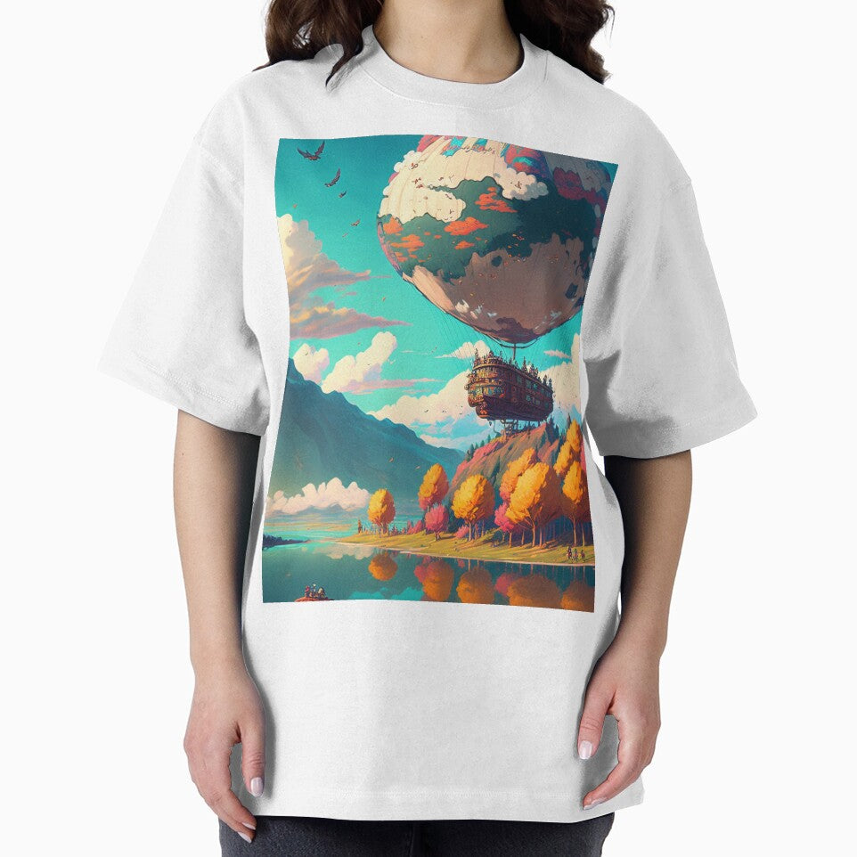 Balloon Adventure Fantasy Landscape Art 02 - Colorful Cartoon Travel by Sunchaser World T-Shirts, Hoodie,... (Image 2)